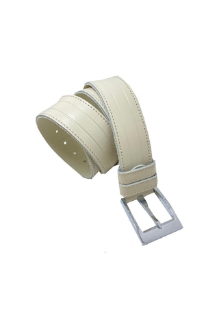 Hakiki Deri Erkek Kot Kemeri 4,5 Cm Krem