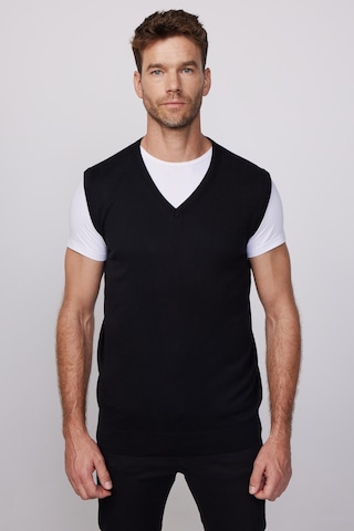 Tudors Slim Fit Dar Kesim V Yaka Kendinden Desenli Siyah Erkek Süveter-28636-siyah