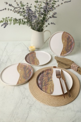 Keramika Terra Leaf Nordıc Pasta Tabağı 22 Cm 4 Adet / 22969-70 Çok Renkli