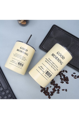 Reedark 600ml Beyaz 304 Paslanmaz Çelik Termos Bardak, Çift İçim Pipetli, Taşınabilir, Dışarıda Kullanım İçin Büyük Kapasiteli Kahve Bardak Beyaz