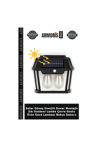 Solar Güneş Enerjili Duvar Montajlı Şık Outdoor Lamba Çevre Dostu Ürün Gece Lambası Bahçe Dekoru