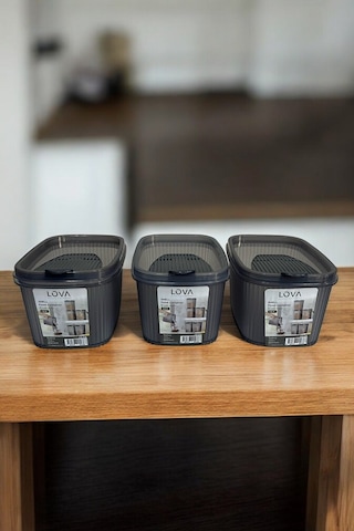 Shell Erzak Kabı 1300 Ml, Antrasit, 3'lü Set Antrasit