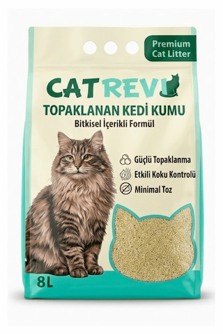Catrevi Topaklanan Doğal Mısır Koçanı Kedi Kumu %99 Tozsuz Aktif Karbonlu Koku Hapseden Parfümsüz Bitkisel 8 Lt