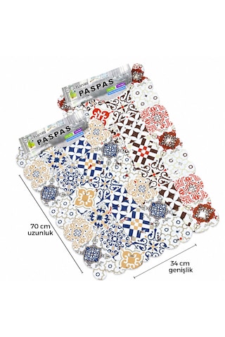Dikdörtgen Desenli 70 X 34 Cm Su Emici - Sihirli Kaydırmaz Banyo - Küvet Paspas 5492 Çr