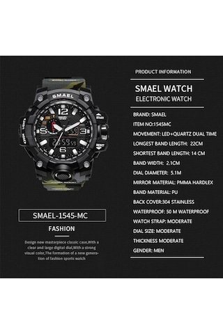 Yingfu Analog Ve Dijital Kol Saati Siyah - Haki S1545 Model Siyah