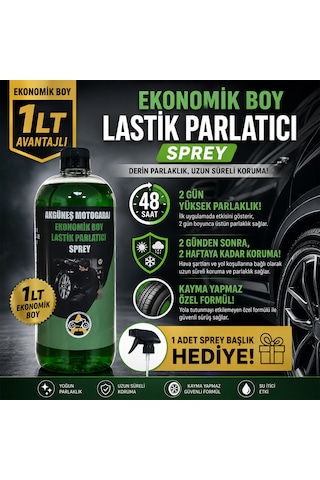 Akgüneş Motogaraj Lastik Parlatıcı Uv Korumalı, Kayma Yapmayan Profesyonel Lastik Bakım Ürünü 1 Lt