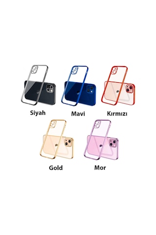 Apple Uyumlu iPhone 13 Mini Renkli Kenar Seffaf Kilif Kamera Korumali Silikon 209650112 - Renk / Mor