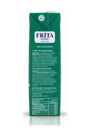 Frita Bitkisel Yağlı Krema 1 L Sıcak Yemek, Çorba, Sos Ve Fırın Lezzetleri İçin