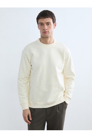 Lcw Vision Bej Bisiklet Yaka Erkek Kalın Sweatshirt