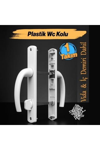 Plastik Wc Banyo Kapı Kolu Tutamağı İçi Metal Plastik Tutma Kol Sağa Sola Uyumlu 1 Çift