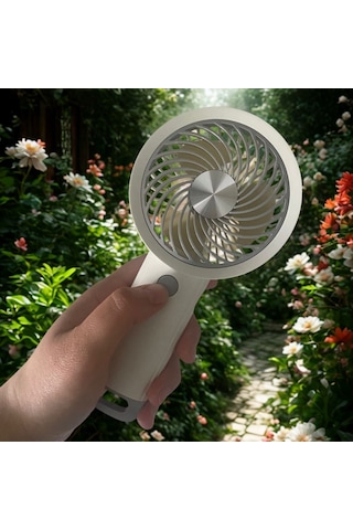 Alpera Electronic - 3 Kademeli Şarjlı Masaüstü El Fanı - Beyaz & Gri Renk