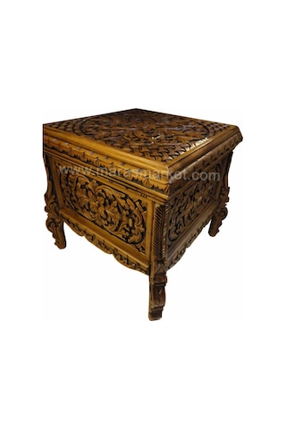 Maraşmarket Ceviz Oyma Sehpa - Sandık