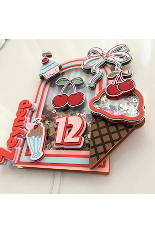 Kiraz Temalı Kız Çocuk Doğum Günü İsme Özel 3d Pasta Parti Doğum Günü Süsü Cake Topper Çocuk