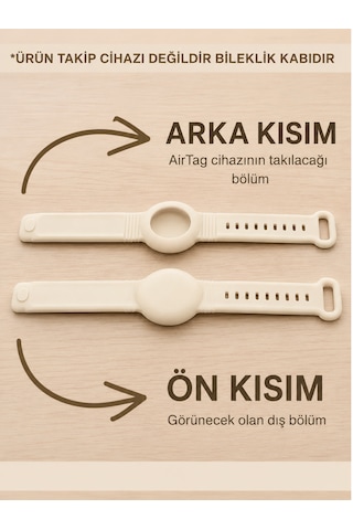 Beylini Airtag Yuvalı Bileklik Çocuk Yaşlı Alzahimer Demans Bilekliği Boş Airtag Yuvalı Renkli Krem