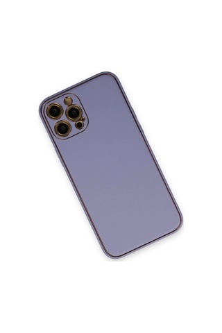 Newface Apple iPhone Uyumlu 12 Pro Max Kılıf Coco Deri Silikon Kapak - Glblseme - 85 Açık Lila