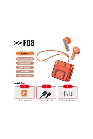 Ghk Tech F08 Tws Bluetooth 5.3 Kablosuz Kulak İçi Kulaklık