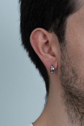 Bombeli Halka Unisex Erkek Bayan Geniş Çelik Küpe Çifti 6 MM Mse7