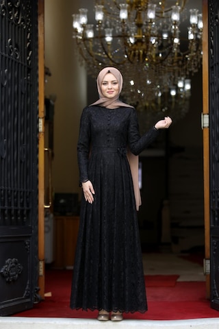 İbrahim Burak Etiler Collection Ahunisa Henna Abiye Siyah 5646