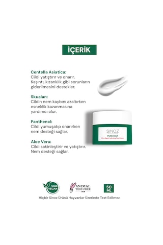 Sinoz Pure Cica Tahriş Olmuş Hasarlı Ciltlere Özel Bakım Kremi 50 ML