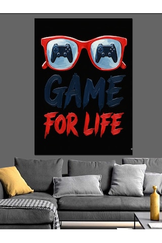 Karizma Tablo Kırmızı Gözlüklü Gamer Posteri Dekoratif Kanvas - Mdf Ahşap Tablo