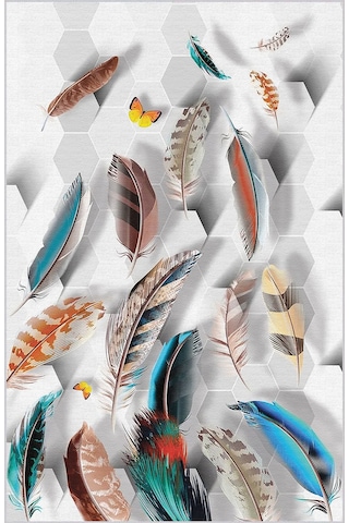 Rovigo Home Dijital Baskı Yıkanabilir Kaymaz Taban Salon Halısı Rvg1877-sm214 Mavi