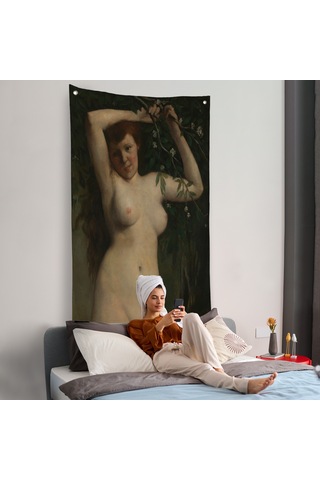 Gustave Courbet - Dallara Tutunan Nü Kadın Duvar Örtüsü-7364