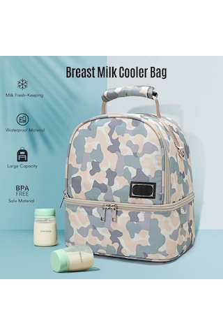 Neevoyu Pembe Anne Sütü Saklama Çantası - İki Katlı Isı Yalıtımıyla Tazelik Sağlar, Tek/çift Omuz & El Taşıma Seçenekleri Pembe