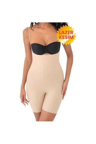 Uniquetrenders Kadın Lazer Kesim Ve Toparlayıcı Tam Boy Askılı Korse 2'li Set Siyah - Ten Rengi