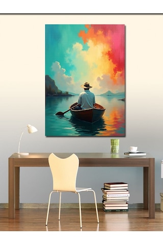 Kanvas Tablo Göl Üzerinde Yalnız Adam 70cmx100cm