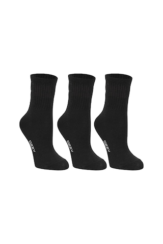 Kadın 12'li Siyah Renkli Çizgisiz Kısa Konç Tenis Çorabı