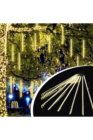 10'lu 45 Cm Plastik Meteor Led Usb 2m Kablo Sarı Renk Ağaç Işığı - Renk Değiştiren Asmalı Dekoratif Bahçe Ve Dış Mekan Aydınlatması Çok Renkli