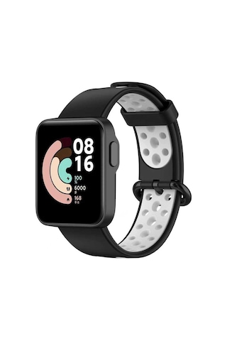 Ekılıf - Xiaomi Redmi Watch 2 Lite Uyumlu - Kordon Silikon Kordon Krd-02 - Siyah-beyaz