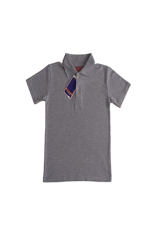 Angelos Girls Kız Çocuk Okul Tarz %100 Pamuk T-shirt -5-17 Yaş Ag006 Gri
