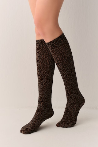 Suwen Leo Style Dizaltı Çorap Sc4006543 Leopar Desenli