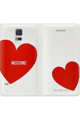 Galaxy S5 İle Uyumlu Moschino Flip Wallet Kılıf Kırmızı Kalp Ef-wg900rregww