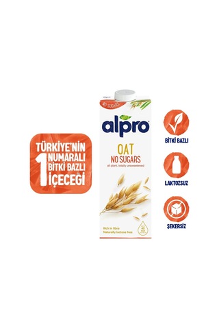 Şekersiz Yulaf Bitki Bazlı İçecek, 1 L 2li Paket