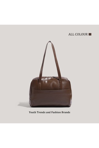 Charhp&kejnt Retro Taşınabilir Banliyö Yastık Çantası Büyük Kapasiteli Omuz Çantası Şık Koltuk Altı Çantası Kahverengi