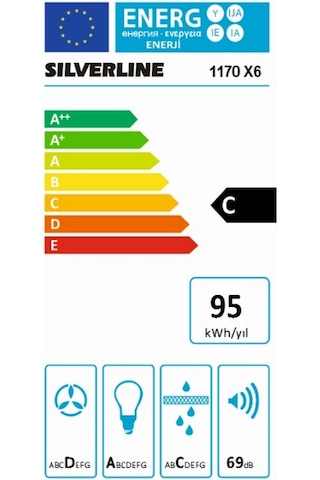 Silverline Astec 1170 90'lık Gömme Aspiratör Inox