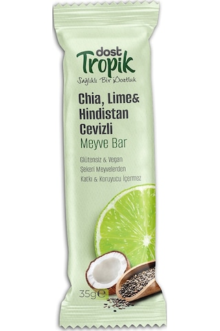 Chia, Lime Ve Hindistan Cevizli Aromalı Meyve Bar 35 G Meyve İçeren Pratik Atıştırmalık 1 Adet