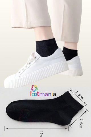 Footmania 10'lu Kadın Siyah Patik Bilek Çorap Pamuklu