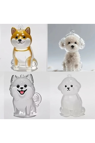 Lumaworld Teddy Şekilli Şeffaf Köpek Kürkü Anı Kapsülü Saklama Kutusu Anahtarlık