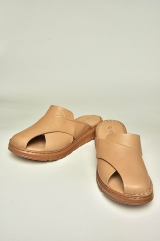 Fox Shoes Y555530103 Ten Hakiki Deri Comfort Ortopedik Taban Kadın Terlik Ten