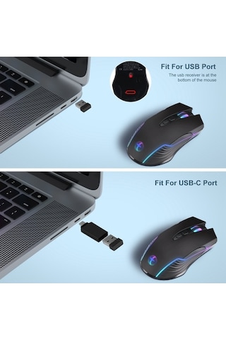Prestigegoods 2.4g Kablosuz Jiggler Mouse, 7 Tuşlu, Işık Efekti, Windows/mac Os/linux Uyumluluğu, Taşınabilir, 10m Mesafe, 800/1200/1600 Dpı Diğer