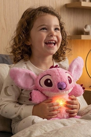 30 Cm Stitch Işıklı Ve Müzikli Peluş Uyku Arkadaşı 5 Modlu Nefes Alan Gece Lambası Sevimli Hediye Oyuncak Pembe