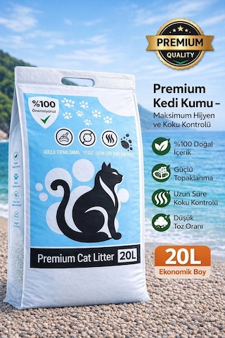 Doğal İçerikli Naturel Kokusuz Bentonit Kedi Kumu 20litre Tozdan Arındırılmış Tozsuz Kedi Kumu İnce