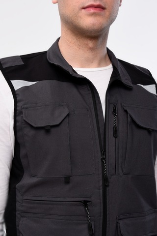 Uniprom Yelek Likralı Madrid Model 10 Cepli Yazlık Füme