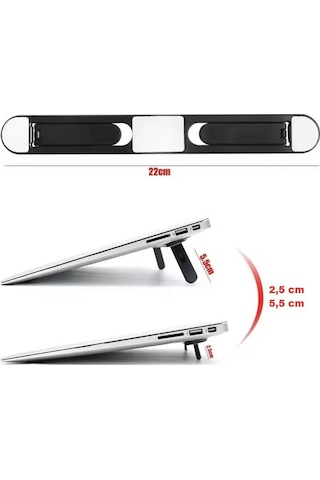 2 Kademeli Katlanabilir Ve Yapışkanlı Laptop Standı Siyah 5570