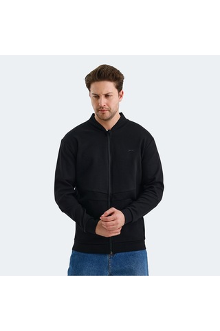 Slazenger VLAD Erkek Cepli Fermuarlı Siyah Sweatshirt