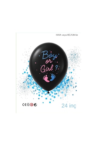 Mucit Home Mavi Pul Boy Or Girl Cinsiyet Belirleme Balonu Siyah Büyük Boy 24 İnç Erkek Bebek İçin