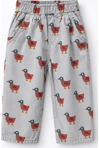 Minigimin Cicileri Ördek Desenli Unisex Çocuk Gabardin Pantolon - Gri